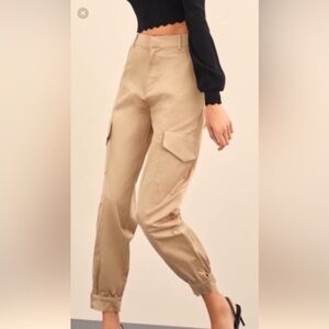 ZARA Satin Effect Champagne Jogger Pants. Size Small